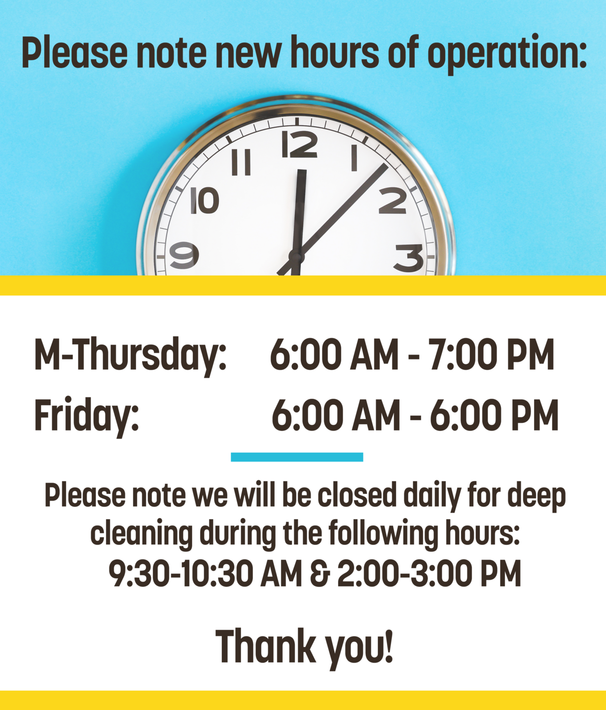 Modified hours signage